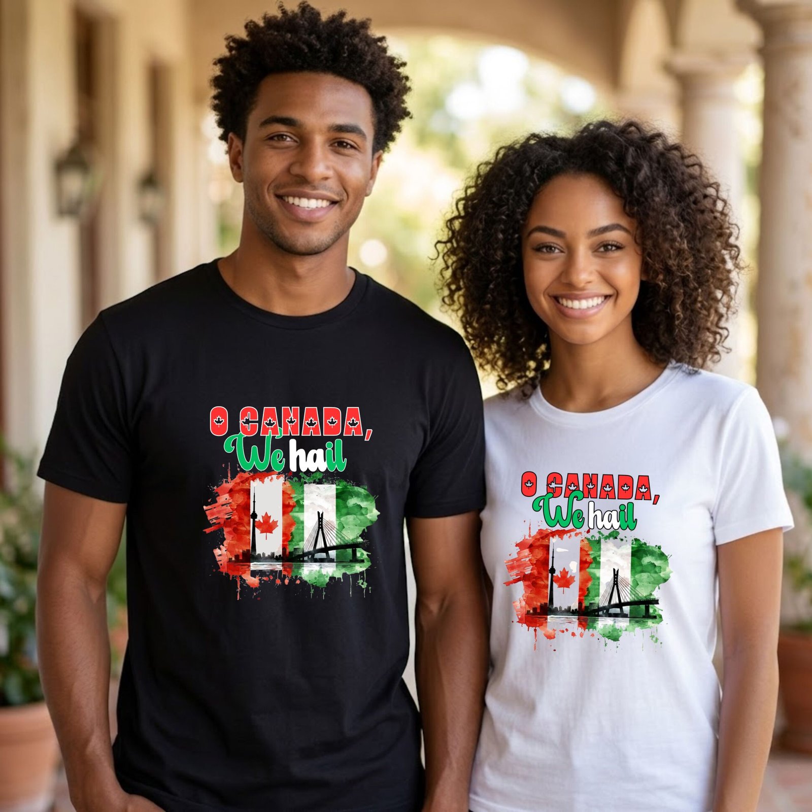 o canada we hail t shirt — nigerian canadian flag paint splatter tee (o canada) Nigerian Canadian shirt