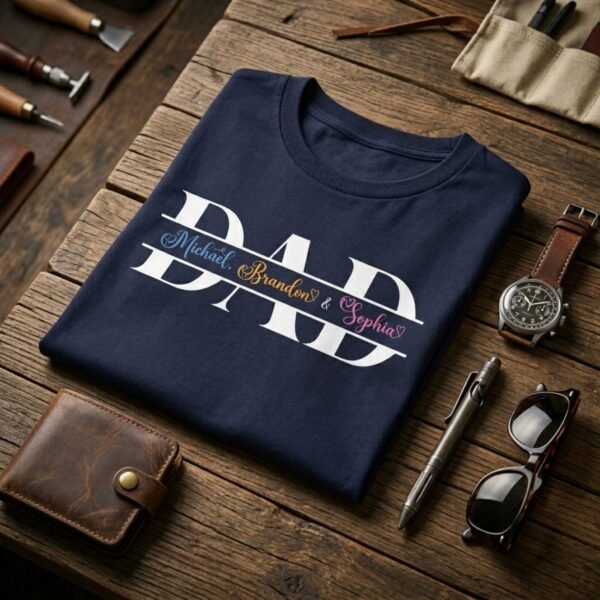 personalized dad t shirt | 5 colours | unique custom kids names tee