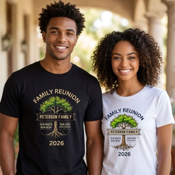 Custom family reunion shirt with personalized family name and year — family tree design